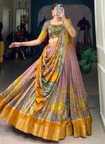 Dola Silk Onion Pink Traditional Wear Kalamkari Print Readymade Lehenga Choli